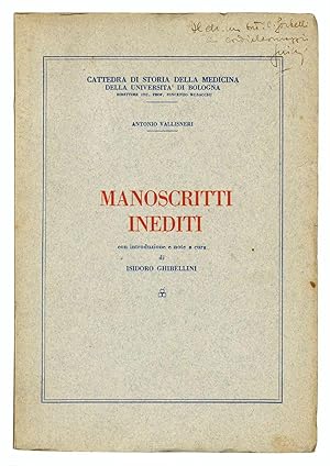 Bild des Verkufers fr Manoscritti inediti con introduzione e note a cura di Isidoro Ghibellini. zum Verkauf von Libreria Alberto Govi di F. Govi Sas