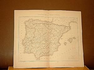Espagne et Portugal. Grenzkolorierter Stahlstich von Ch Schreiber um 1845.