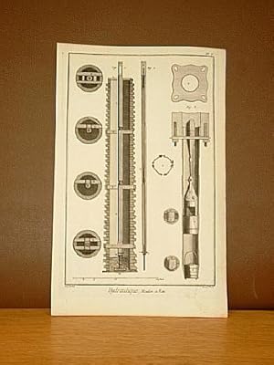 Hydraulique. Moulin a Eau. ( Kupferstich von Benard nach Goussier aus der Enzyklopädie von Denis ...