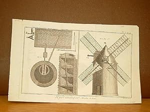 Hydraulique. Moulin a Eau. ( = Planche 1 + 2 auf einem Blatt ) ( Kupferstich von Benard nach Gous...