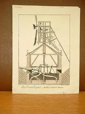 Hydraulique, Moulin a vent de Meudon.( Kupferstich von Benard nach Goussier aus der Enzyklopädie ...