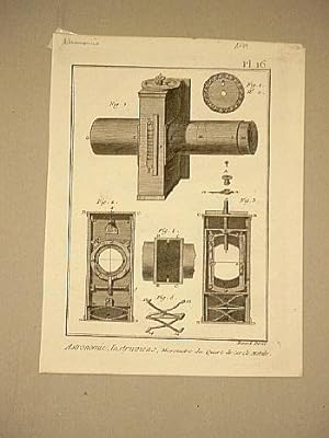 Astronomie, Instrumens ( Instruments ). Micrometre du Quart de Cercle Mobile. Planche 16. ( Kupfe...