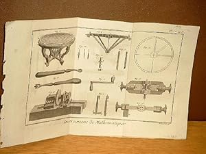 Instrumens ( Instruments ) de Mathématiques, Planche 2 + 3 auf einem Blatt. ( Kupferstich von Ben...