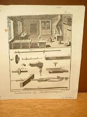 Instrumens ( Instruments ) de Mathématiques, Planche 1. ( Kupferstich von Benard aus der Enzyklop...