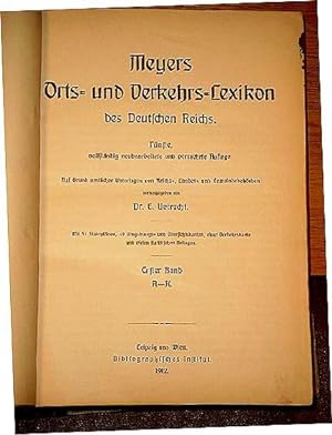 Bild des Verkufers fr Meyers Orts- und Verkehrs-Lexikon des Deutschen Reiches, Bd. I - II. Fnfte, vollstndig neubearbeitete und vermehrte Auflage. zum Verkauf von Antiquariat Friederichsen