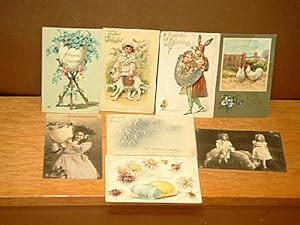 Ostern: Konvolut von 8 meist farbigen Oster-Postkarten im Hoch- und Querformat, meist um 1907-190...