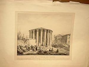 Vue du Temple de Vesta. Original-Lithographie auf Büttenpapier aus dem Jahr 1826.