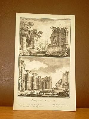 Ruines d`Athenes. ( Philopappos-Monument - Propyläen u.a. ) ( Kupferstich von Benard aus der Enzy...