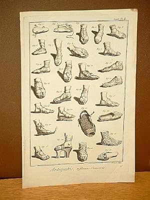 Differentes Chaussures. ( Kupferstich von Benard aus der Enzyklopädie von Denis Diderot und D'Ale...