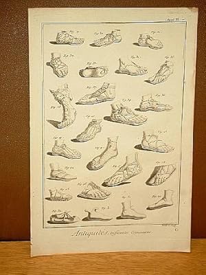 Differentes Chaussures. ( Kupferstich von Benard aus der Enzyklopädie von Denis Diderot und D'Ale...