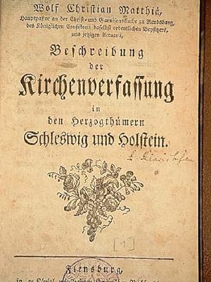 Bild des Verkufers fr Beschreibung der Kirchenverfassung in den Herzogtmern Schleswig und Holstein -(1778)- zum Verkauf von Antiquariat Friederichsen