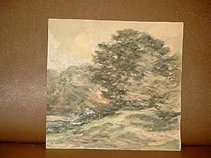 Bild des Verkufers fr Original-Aquarell " Baum auf kleinem Hgel ". zum Verkauf von Antiquariat Friederichsen