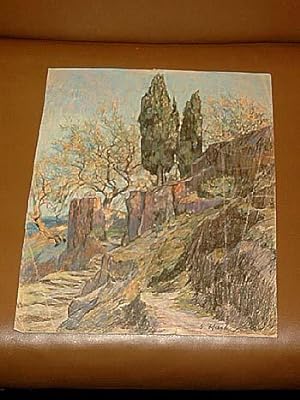 Bild des Verkufers fr lkreidebild " Italienische Riviera ". zum Verkauf von Antiquariat Friederichsen
