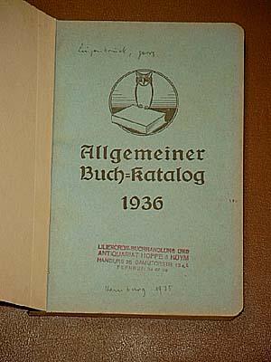 Allgemeiner Buchkatalog 1936.