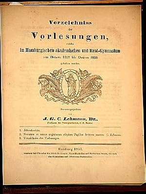 Verzeichnis der Vorlesungen im Hamburgischen akademischen und Real-Gymnasium - Sammelband ( U.a. ...