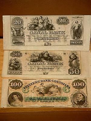 Notgeld: 2 Scheine " Canal Bank " New Orleans über 20 + 50 Dollars sowie beiliegend: 1 Schein der...