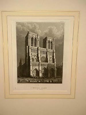 Notre Dame in Paris, Stahlstich nach Reiss um 1850.