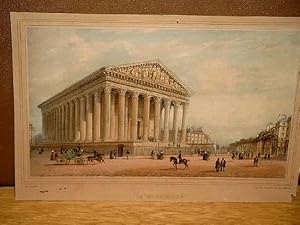 Paris: La Madeleine. Altkolorierte Lithographie von Ph.Benoist um 1840.