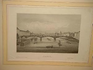 Paris von der Seine aus. Stahlstich um 1850.