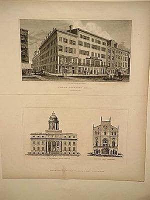 Webb`s Congress Hall (142 Broadway) und Merchant`s Exchange-Wall Street sowie Masonic Hall, Broad...