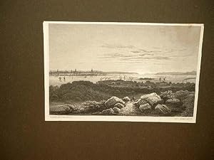 Bay of New York from Hoboken. Stahlstich von John Poppel nach W. Heine mit Ansicht von Hoboken au...