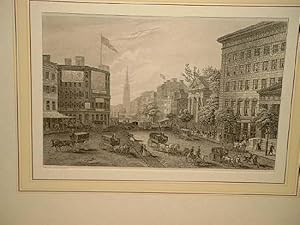 Broadway (New York). Drawn after nature. Stahlstich um 1850.