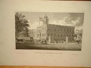 City-Hall (das Rathaus) in New York. Stahlstich um 1850.