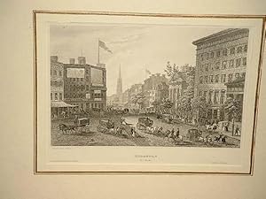 Broadway (New York). Drawn after nature. Stahlstich um 1850.