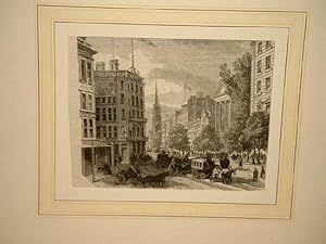 Broadway in New York. Holzstich um 1870.