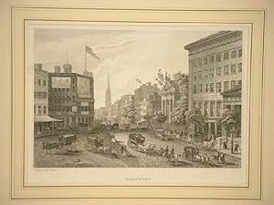 Broadway (New York), drawn after nature. Stahlstich um 1840.