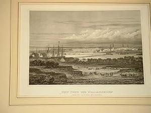 New York und Williamsburg (Von der Navy Yard aus gesehen). Stahlstich um 1850.