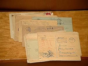 Feldpostbriefe und Feldpostkarten 1944-1945. Kleineres Konvolut von 13 Schriftstücken nebst einig...