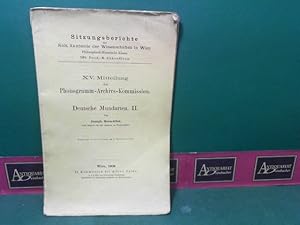 Bild des Verkufers fr Deutsche Mundarten II. (= Sitzungsberichte der kais. Akademie der Wissenschaften in Wien, Philosophisch-historischen Klasse, 161.Band, 6.Abhandlung, = XV.Mitteilung der Phonogramm-Archivs-Kommission). zum Verkauf von Antiquariat Deinbacher