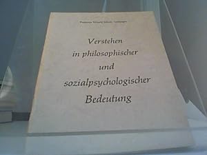 Imagen del vendedor de Verstehen in philosophischer und sozialpsychologischer Bedeutung a la venta por Eichhorn GmbH