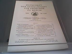 Seller image for Zeitschrift der Gesellschaft fr Erdkunde zu Berlin, 9/10 for sale by Eichhorn GmbH