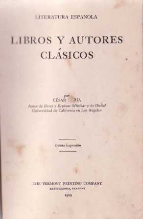 Bild des Verkufers fr Libros y autores clsicos. zum Verkauf von Librera y Editorial Renacimiento, S.A.