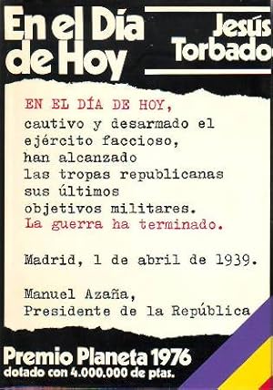 Imagen del vendedor de En el da de hoy. Novela. Premio Planeta 1976. a la venta por Librera y Editorial Renacimiento, S.A.