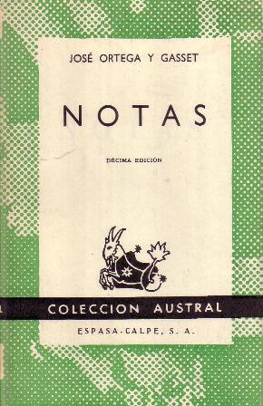 Imagen del vendedor de Notas. (Notas de andar y ver: Las fuentecitas de Nuremberga. Tierras de Castilla. De Madrid a Asturias o los dos paisajes - Notas de arte y filosofa: La esttica del enano Gregorio el Botero. Tres cuadros del vino. Muerte y resurreccin. Musicalia. Meditacin del marco - Notas del vago esto). a la venta por Librera y Editorial Renacimiento, S.A.