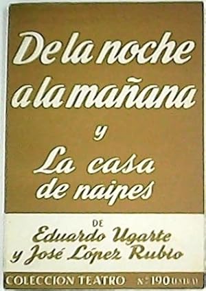 Imagen del vendedor de De la noche a la maana. Comedia en tres actos. La casa de Naipes. Comedia vulgar en tres actos. a la venta por Librera y Editorial Renacimiento, S.A.