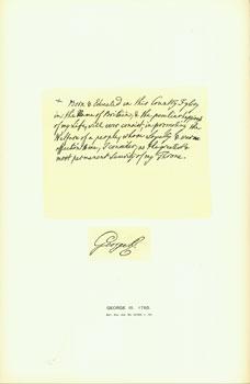 George III, 1760; facsimile of manuscript. From Universal Classic Manuscripts: Facsimiles From Or...