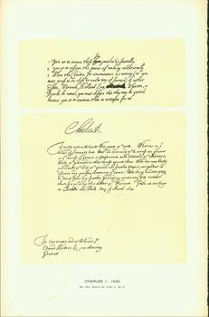 Charles I, 1642; facsimile of manuscript. From Universal Classic Manuscripts: Facsimiles From Ori...