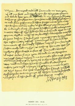 Henry VIII, 1518; facsimile of manuscript. From Universal Classic Manuscripts: Facsimiles From Or...