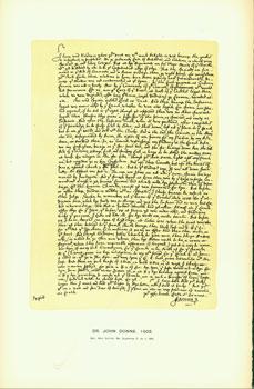 Dr. John Donne, 1602; facsimile of manuscript. From Universal Classic Manuscripts: Facsimiles Fro...