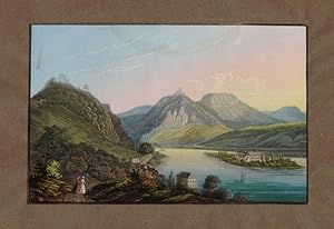 Seller image for [ Blick von Rolandseck ber Nonnenwerth gegen Drachenfels ] for sale by Antiquariat Gallus / Dr. P. Adelsberger