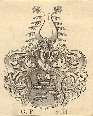 Junod 2 Löwen F.J Heraldik / heraldry EXLIBRIS,309b 