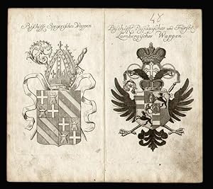 Bischöffl. Speyerisches Wappen. - Bischöffl Passauisches und Fürstl. Lambergisches Wappen.