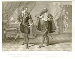 Seller image for Sully dchire devant Henri IV. sa promesse de mariage, faite  Henriette d'Entragues. Sully lacera dinanzi ad Enrico IV. la sua promessa di maritaggio, fatta ad Enrichetta d'Entragues. Planche 40. for sale by Antiquariat Gallus / Dr. P. Adelsberger