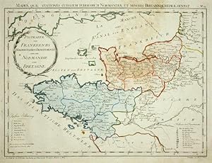 Postkarte von Frankreichs Nordwestlichen Departements oder der Normandie und Bretagne. Mappa, qua...
