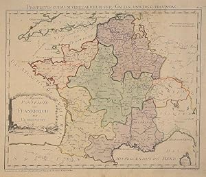 Allgemeine Postkarte von Frankreich zur Übersicht. Prospectus cursuum veredariorum per Galliae un...