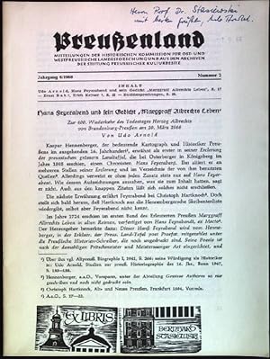 Bild des Verkufers fr Hans Feyerabend und sein Gedicht "Marggraff Albrechts Leben" (SIGNIERTES EXEMPLAR) in: Preuenland; Jahrgang 6, 1968; Nr. 2 zum Verkauf von books4less (Versandantiquariat Petra Gros GmbH & Co. KG)